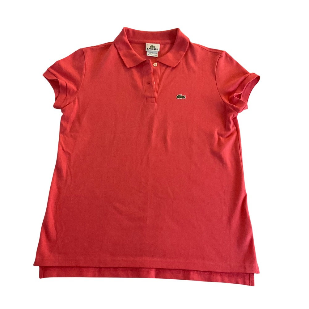 Lacoste Polo Shirt Womens 44 XL Coral Pink Stretch Pique Short Sleeve‎ 4811L